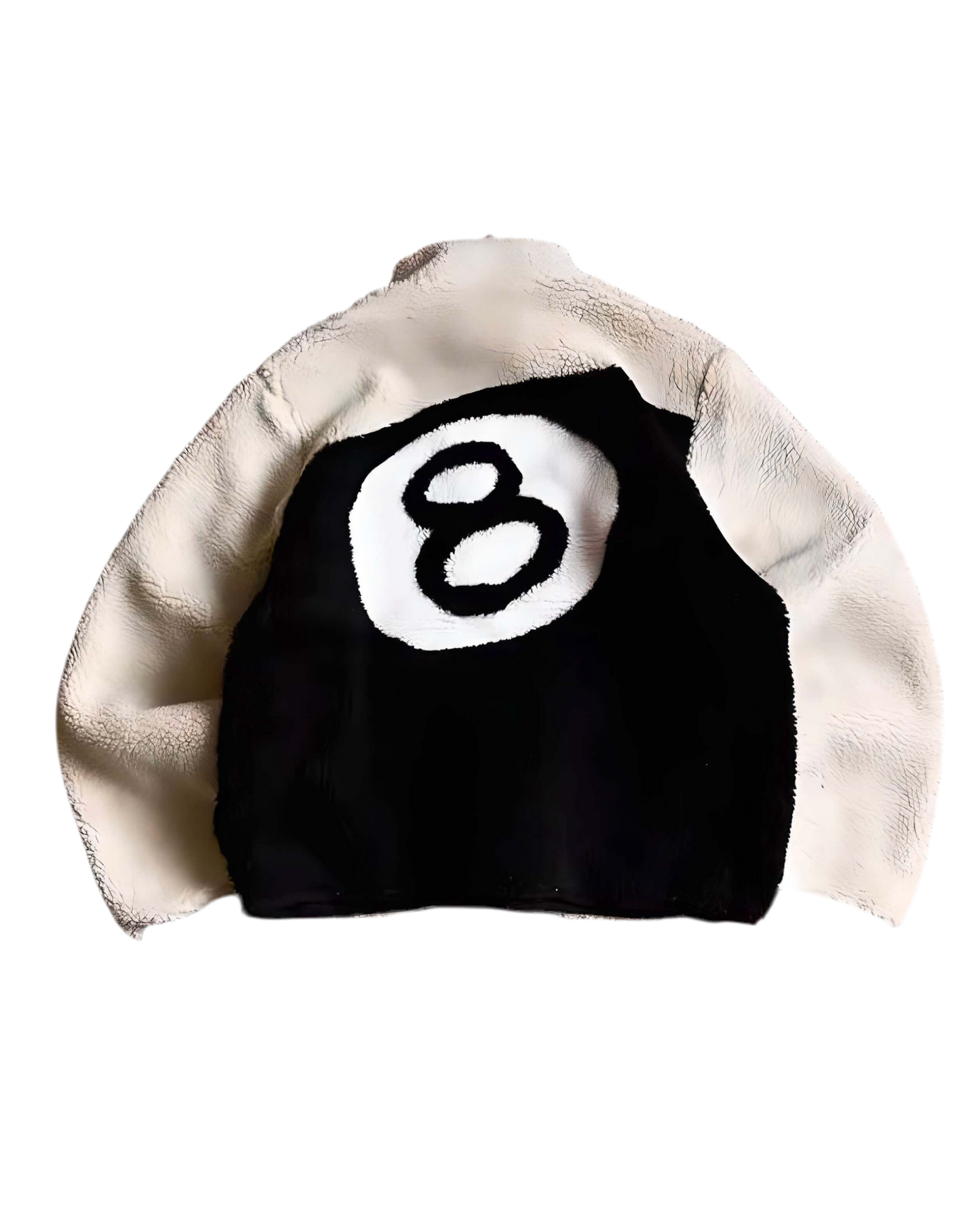 STÜSSY SWEATER - 8 BALL SHERPA - BLACK & MILKY WHITE