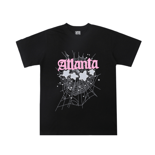 SP5DER T-SHIRT - ATLANTA TEXT WEB - BLACK